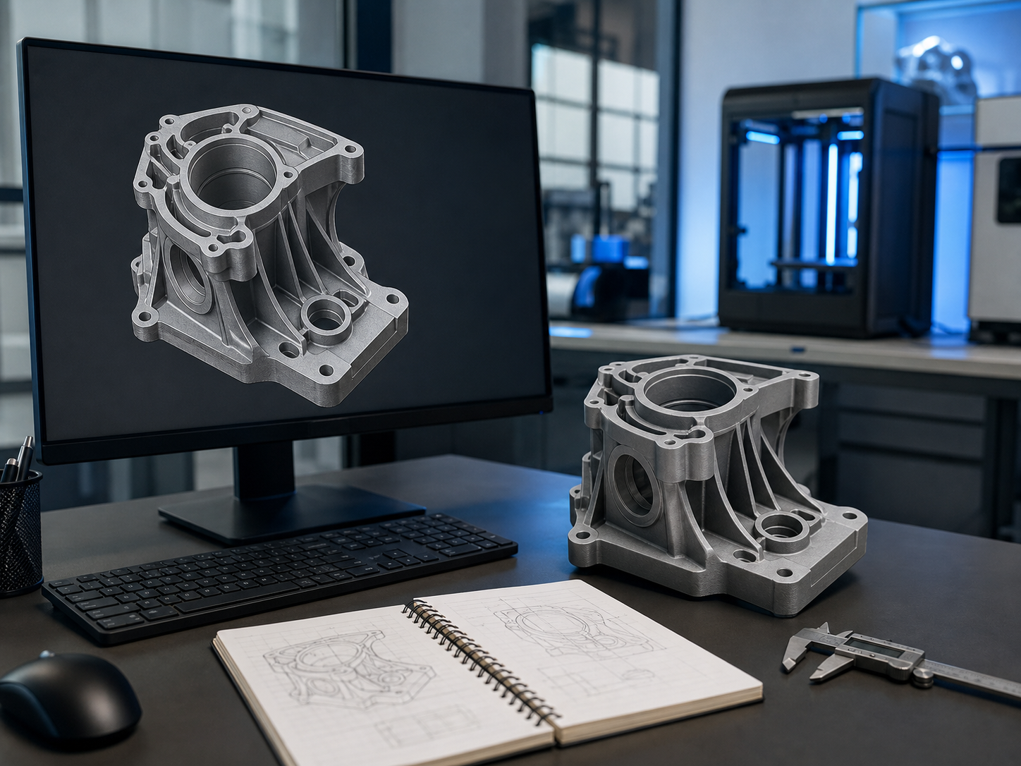 CAD engineering model and matching grey functional prototype